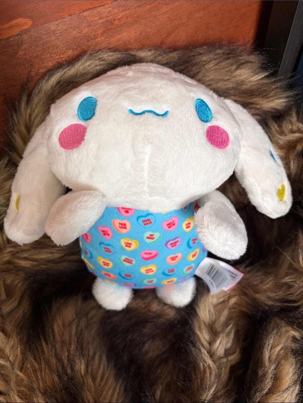 Sanrio Cinnamoroll Plush with Sweethearts Candy Heart Print Fabric 2026